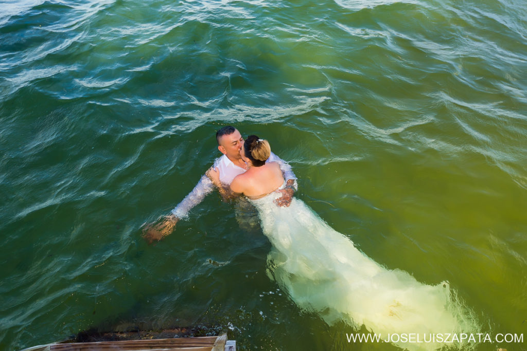 Trash the Dress in Belize. Mayan Ruin Wedding Photos and Beach Wedding